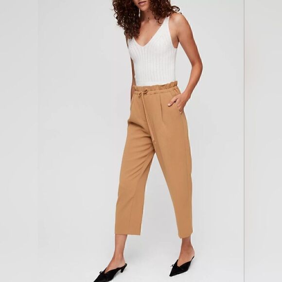 Aritzia Wilfred Kari Pant Cropped, paperbag-waist pants Color:Honey Brown SizeXS - Picture 2 of 13